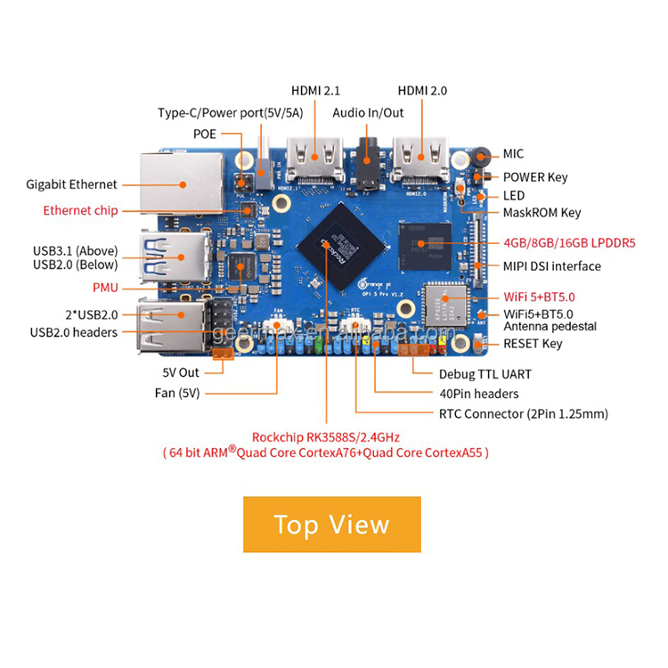 لوحات تطوير Orange Pi 5 Pro 4G - مراجعة Orange Pi 5 Plus 16Gb وسعره